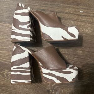 Brown and White Platform Heels